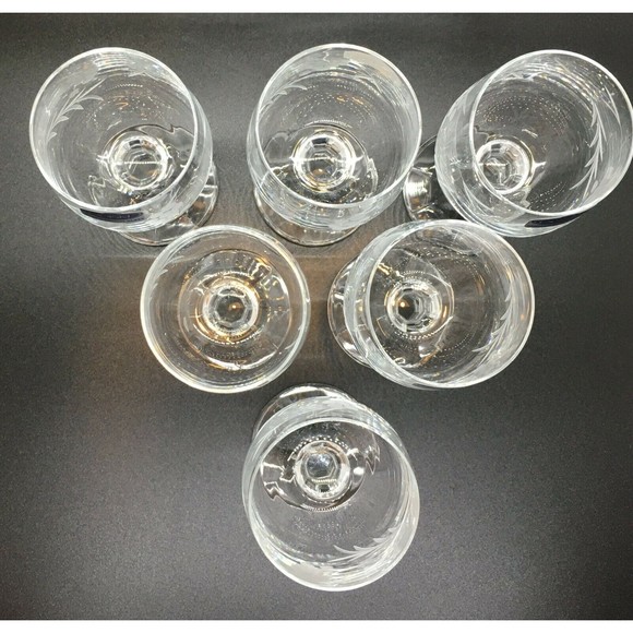 DUISKE GLASS Liqueur Cordial Glasses Set of 6 Hand Cut Irish Grape Vine NOS - Picture 2 of 11